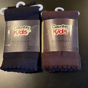NWT- Country Kids footless tights-size 3-5/6-8 years-black and brown-great!